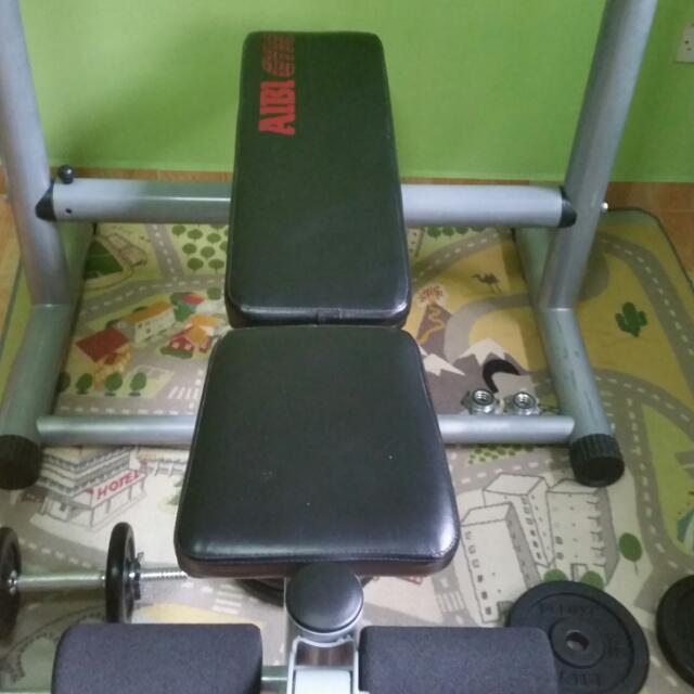 Aibi Adjustable Recliner Bench Press Set With Bars And Weight