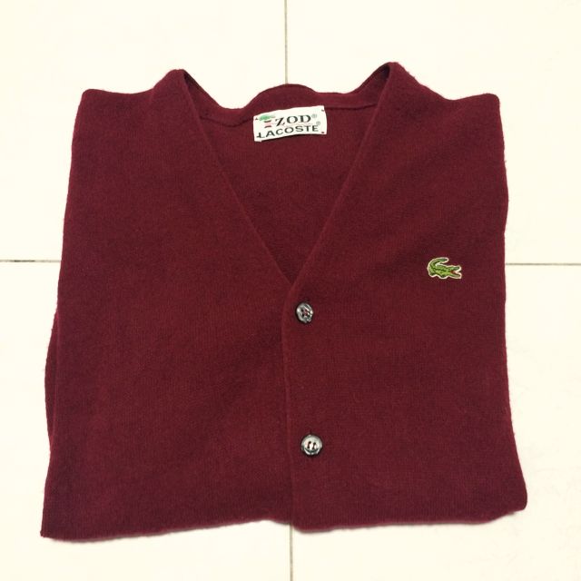 red lacoste cardigan