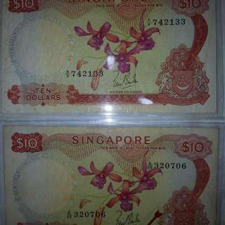 Old $10 Orchid Series Note. 