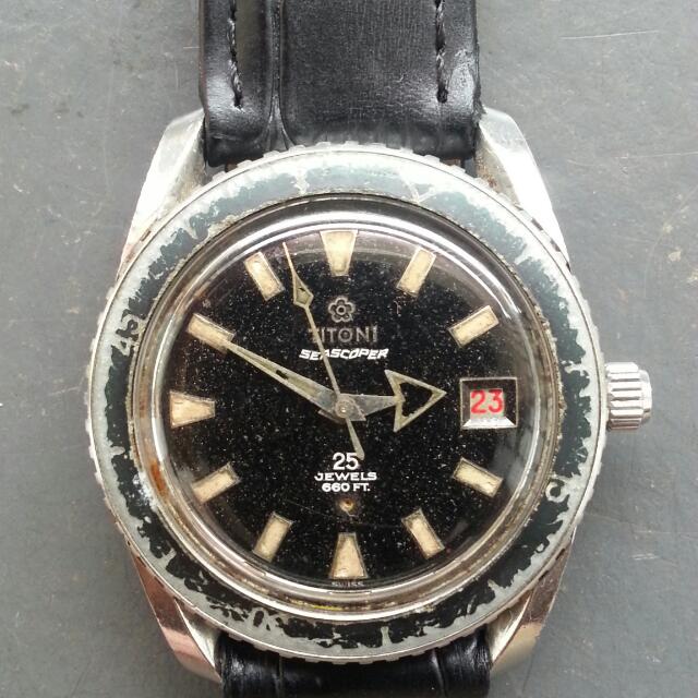 On Hold Vintage Titoni Seascoper Diver Watch Beater Condition