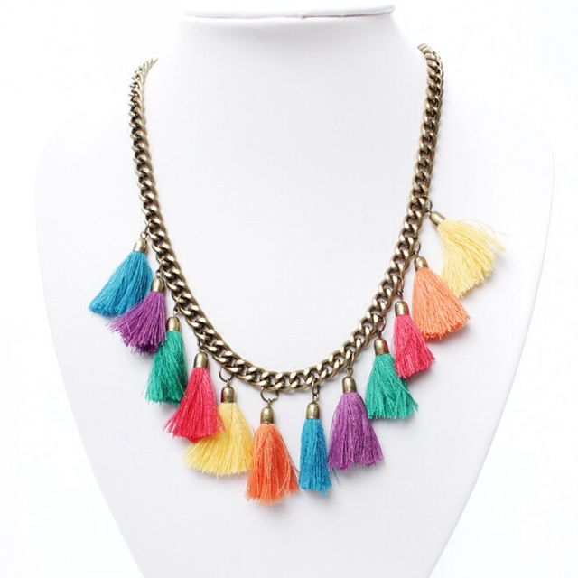 Rainbow Tassel Necklace Clearance, 58 