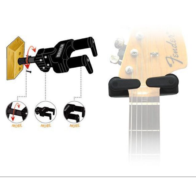 Hercules Guitar Hanger Wood Wall Mount Swivels W/ Auto Grip System
