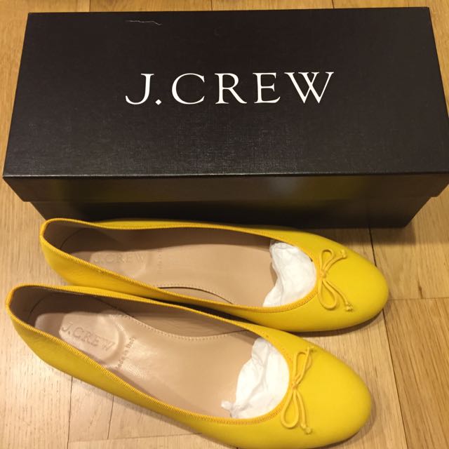 J.Crew Ladies Shoes Leather Kiki Ballet Flats Parisian Yellow