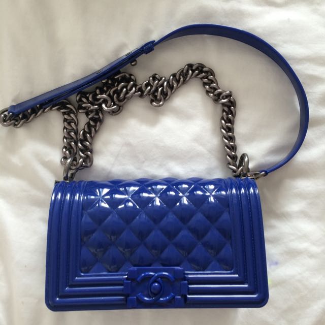 Fashion Authentic Toyboy Jelly Classic 25cm lady bag Navy Blue