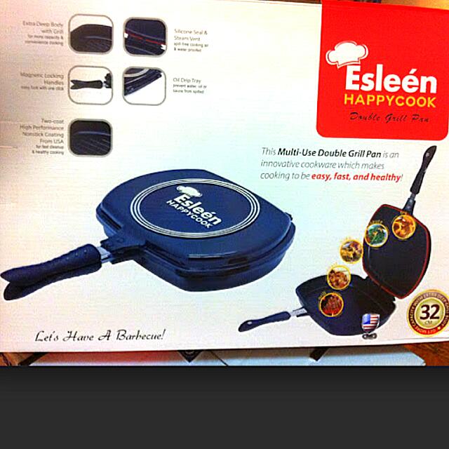 Brand NEW Esleen HAPPY COOK Double Grill Pan Usual Price In Harvey Norman 79.90 TV Home Appliances Kitchen Appliances Other Kitchen Appliances on Carousell