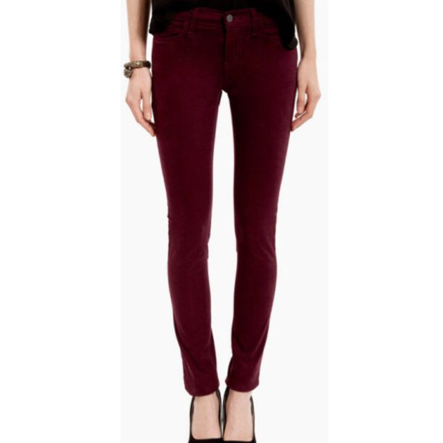 Burgundy Skinny Jeans Women S Fashion Bottoms Jeans Leggings On Carousell