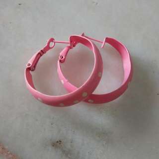 Vintage Retro Polka Dots Earrings (Pink)