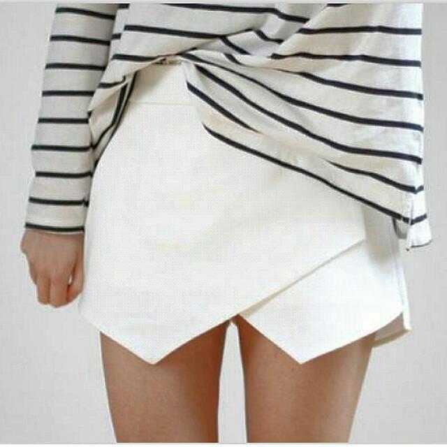 White Overlap Origami Skirt Women s Fashion Bottoms Skirts on Carousell