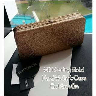 *RESERVED* Cotton On Glittering Gold Hard Wallet Case/Clutch