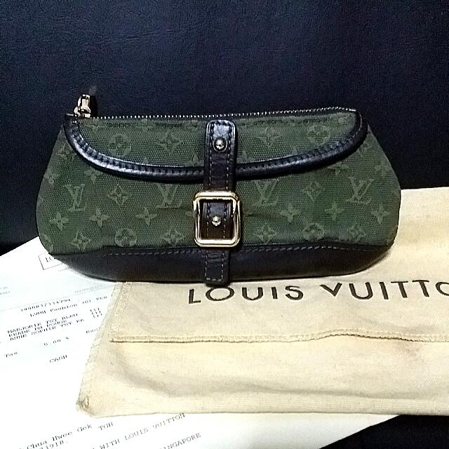 Louis Vuitton Green Mini Lin Anna Sophie Pochette Clutch Bag For