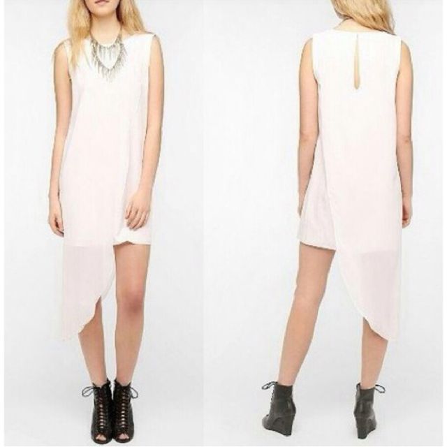 White chiffon overlay dress online