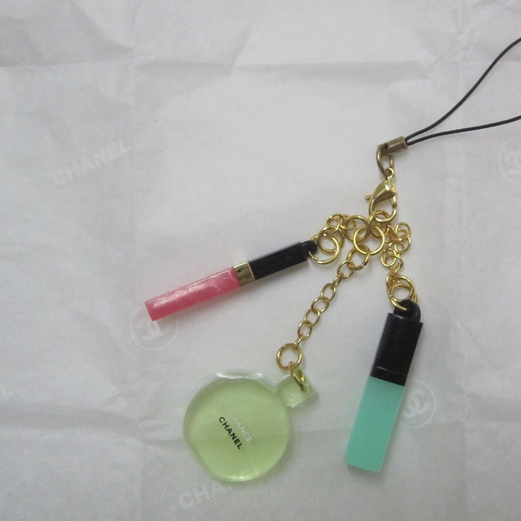 Chanel Perfume Bottle Lip Gloss Phone Strap Keychain Bag Charm