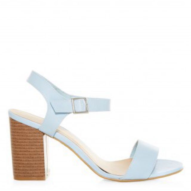 pastel blue block heels