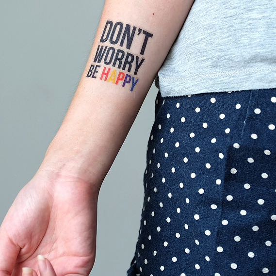 Dont Worry Be Happy Temporary Tattoo Sticker set of 2  Etsy