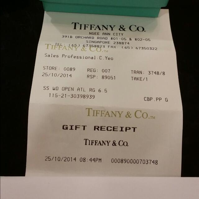 Tiffany and new arrivals co receipt
