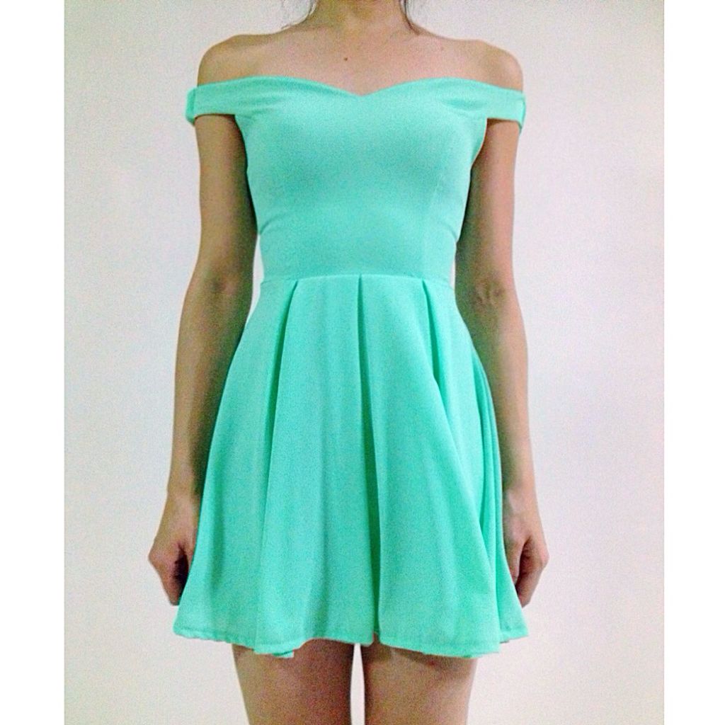 mint green bardot dress