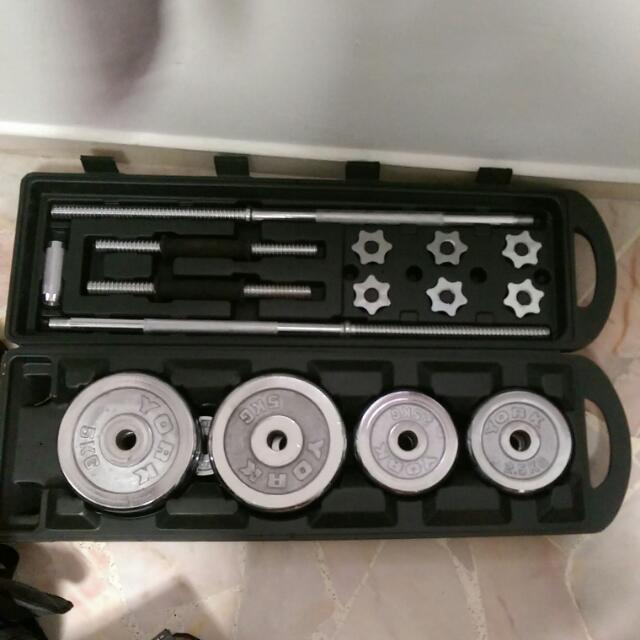 Chrome barbell and dumbbell set deals