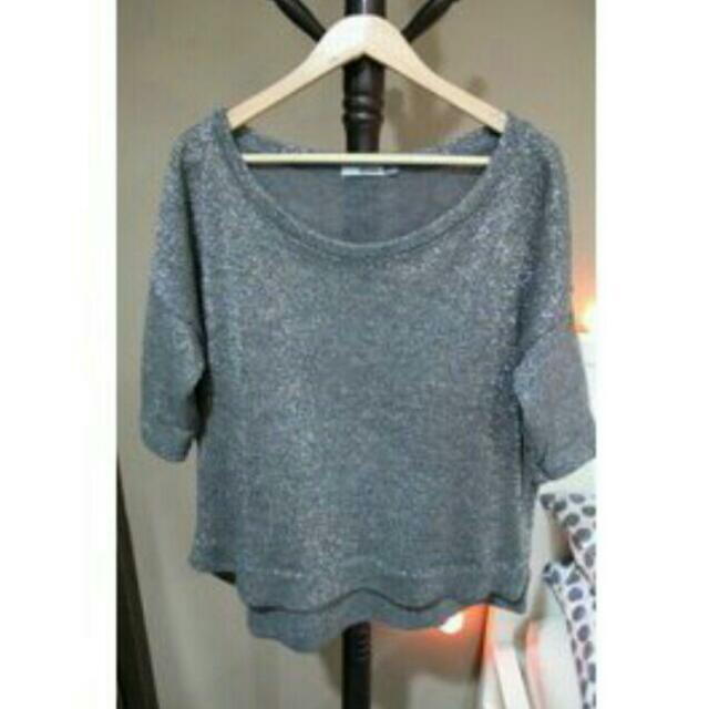 Stradivarius Silver Metallic Sweater Plus Size pending Women s Fashion Tops Other Tops on Carousell