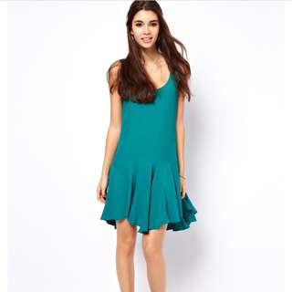Price Drop! ASOS Swing Dress with Dropped Waist - Green / UK 10