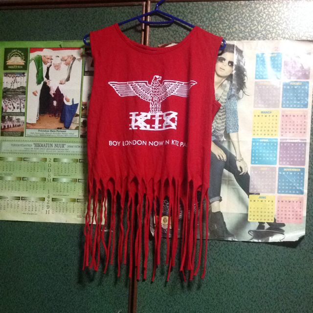 red fringe crop top
