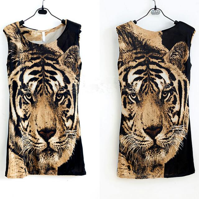 Tiger Print Design Light , Women's Fashion, Tops, Longsleeves on Carousell