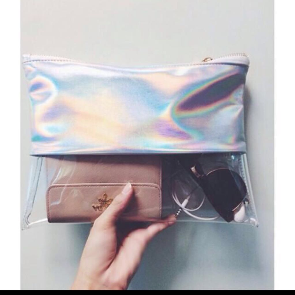Holographic Clutch Half Transparent Women s Fashion Bags Wallets Cross body Bags on Carousell