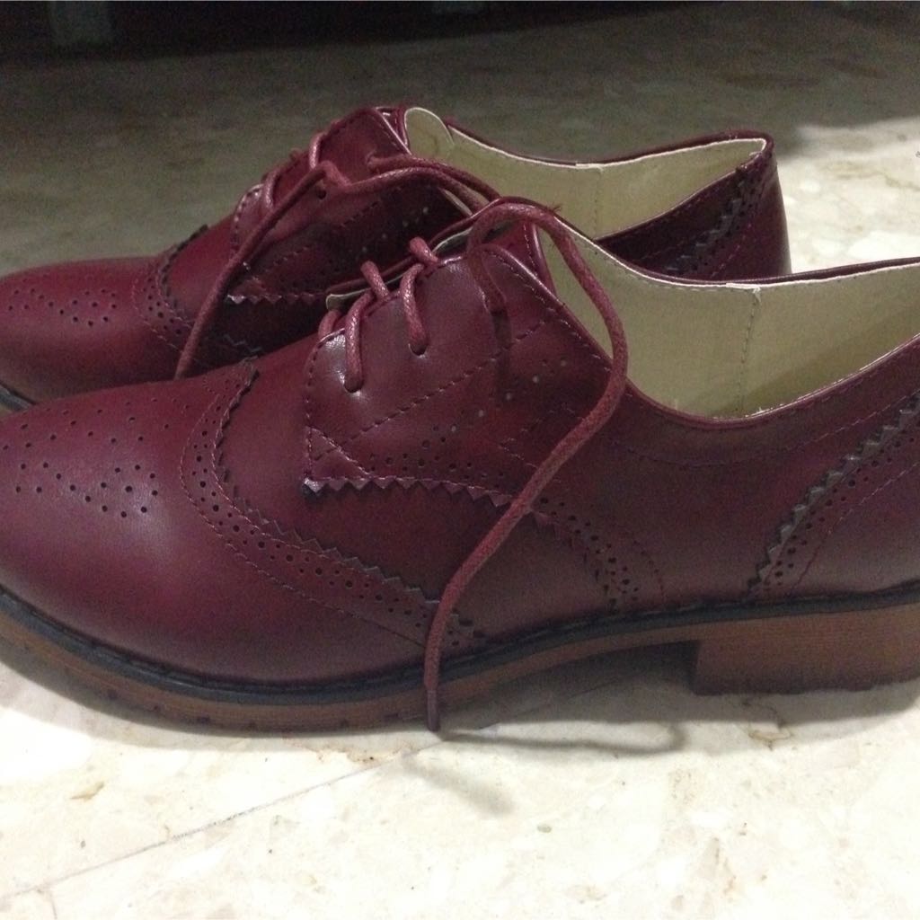 Oxford Brogue Wine Red Shoes, Women's Fashion, Footwear, Loafers on ...