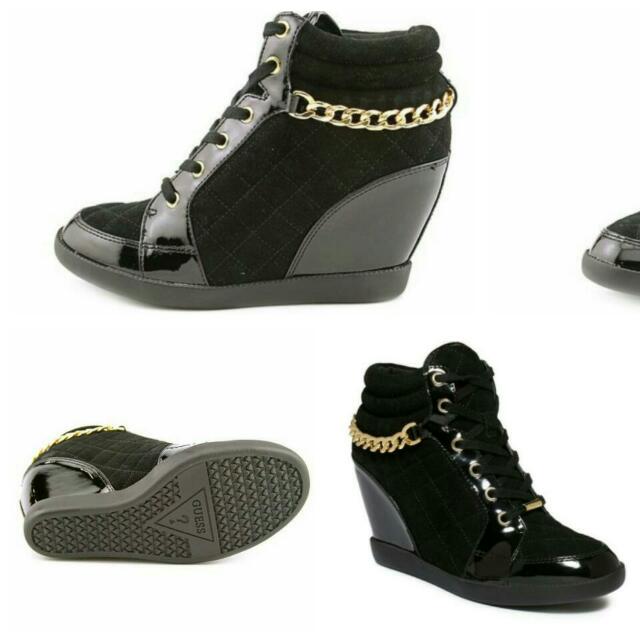 Guess Women s Hevin Quilted Wedge Sneakers With Chain