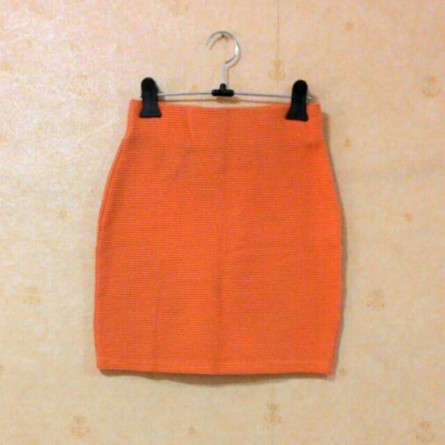 Miss Selfridge Orange Bandage Skirt 