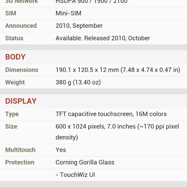 Samsung Tablet P1000 7inch, Computers & Tech, Parts & Accessories