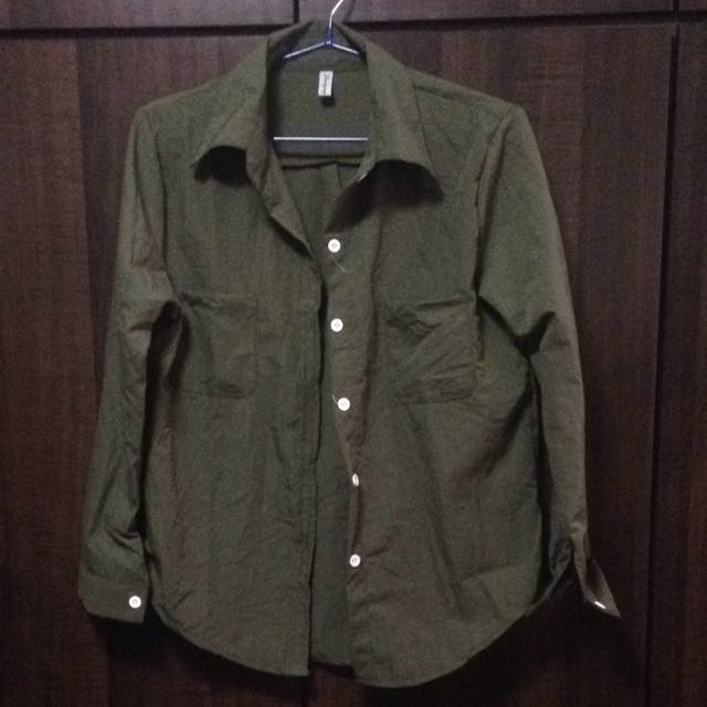 Plus size army green shirt clearance