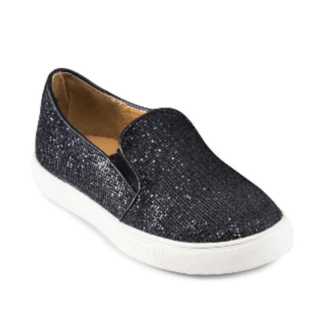Black glitter plimsolls sales