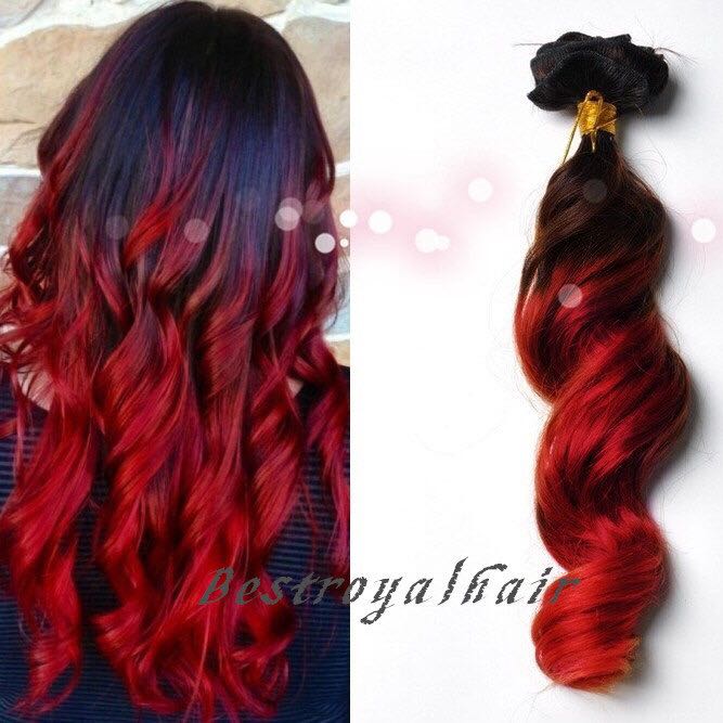 Black Light Red Ombre Hair Extension Women S Fashion On Carousell