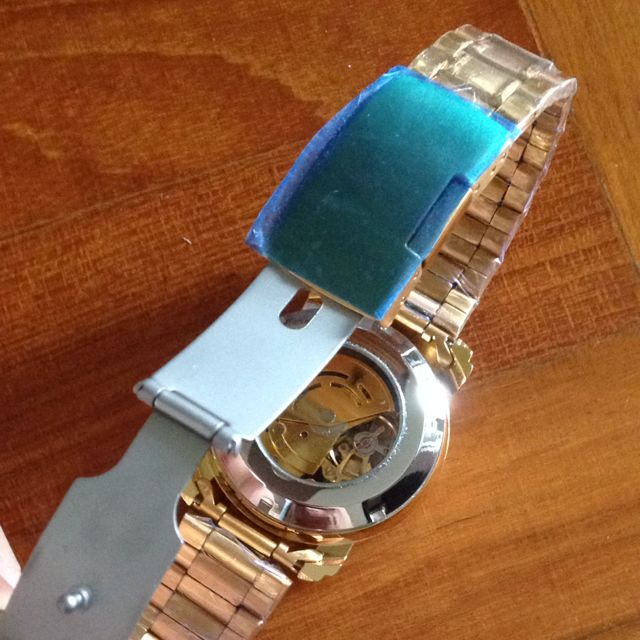 Skeleton Mechanical Gears Analog MCE Classic Vintage Gold Watch