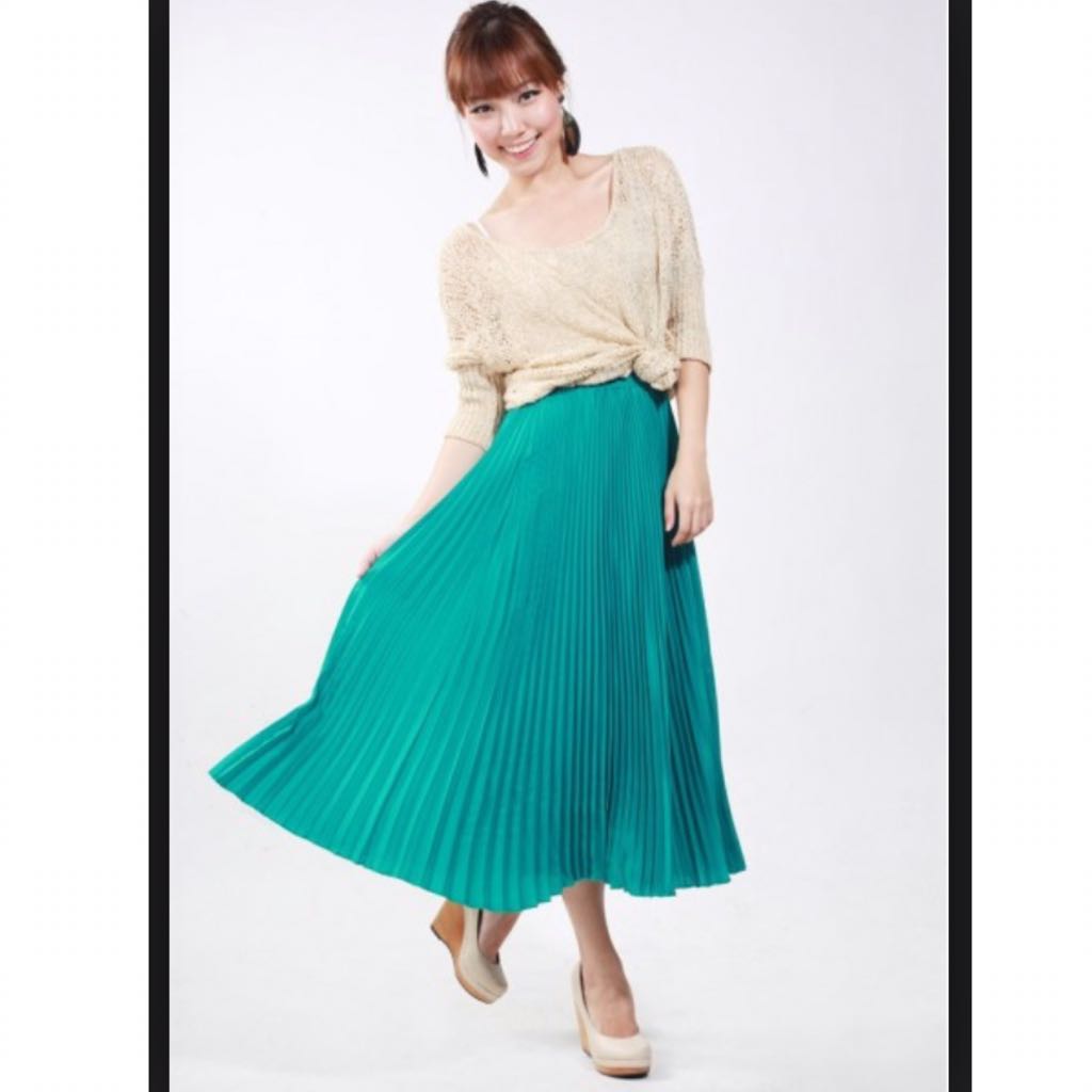 Oasis green pleated skirt hotsell