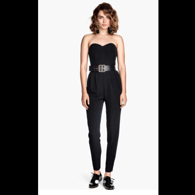 h&m black strapless jumpsuit