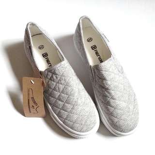 BNIB Grey Quilted Loafers (Size 39)