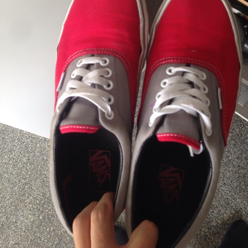 red and grey vans