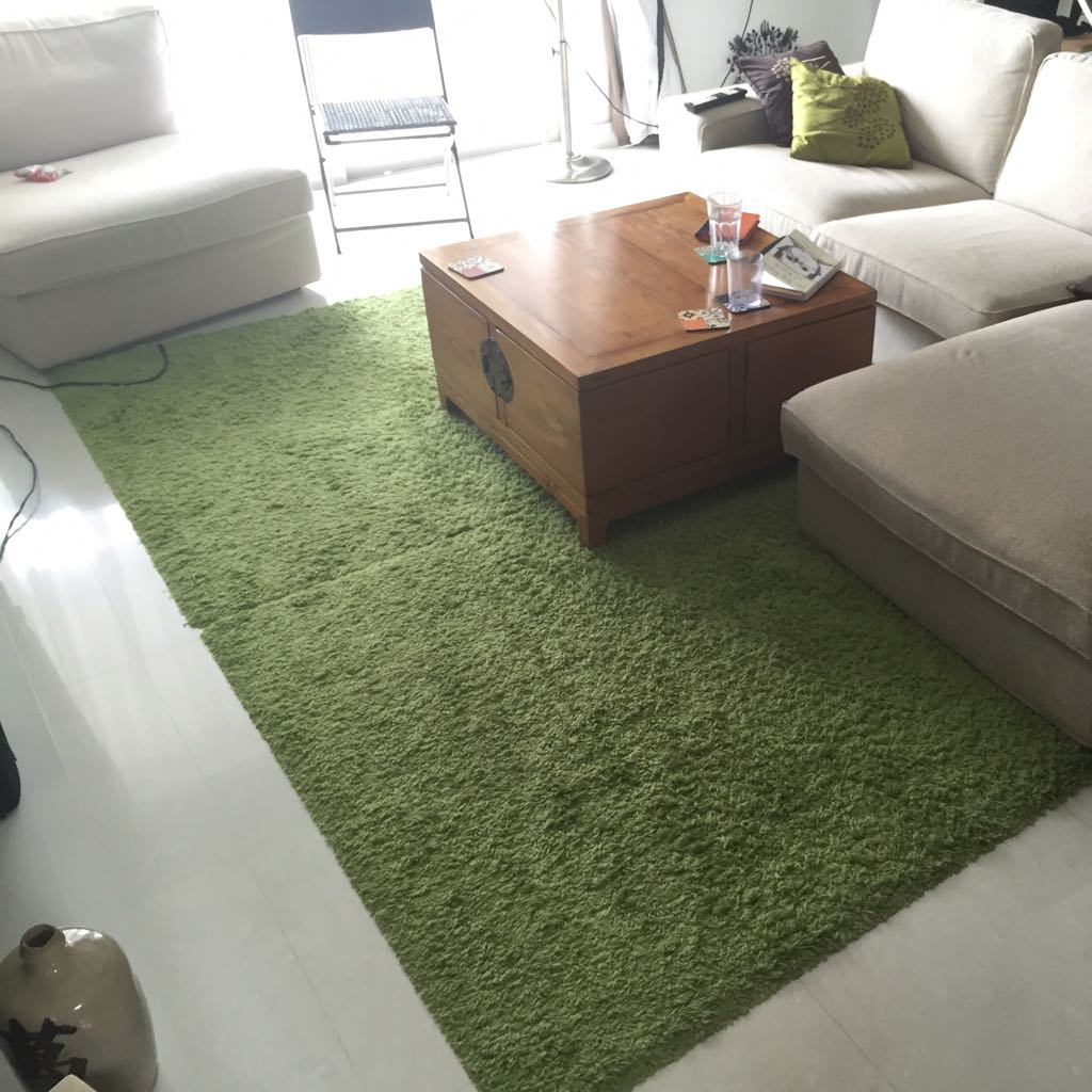 Ikea Rug Hampen High Pile Bright Green Furniture On Carousell