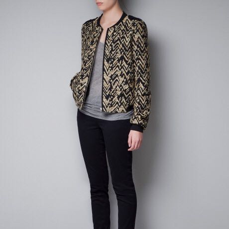 Zara Jacquard Bomber Jacket Luxury Bags Wallets on Carousell