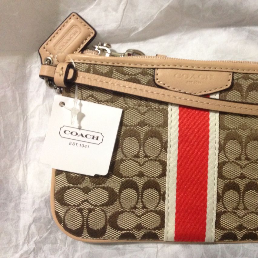 coach stripe wristlet