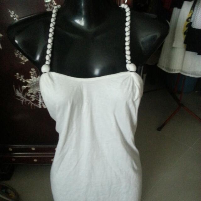 white beach flowy dress