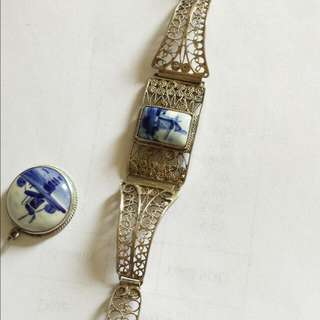 Vintage Silver Bracelet And Pendant 