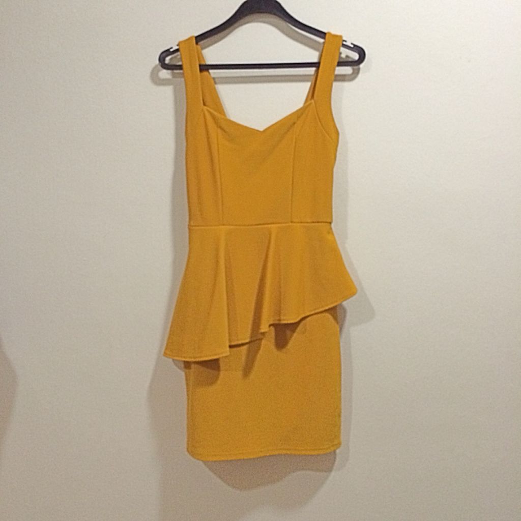 mustard peplum dress