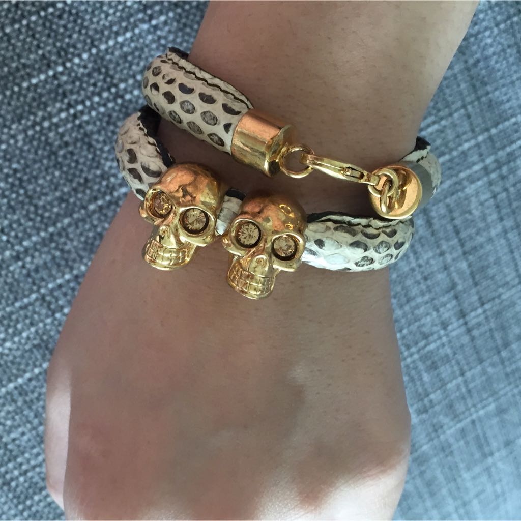 Alexander mcqueen skull leather bracelet sale