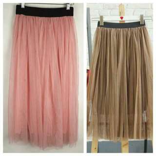 BN Korean Style Chiffon Chocolate Brown & Mesmerizing Pink Colour Long Skirt Christmas Gift @Lollies Clouds