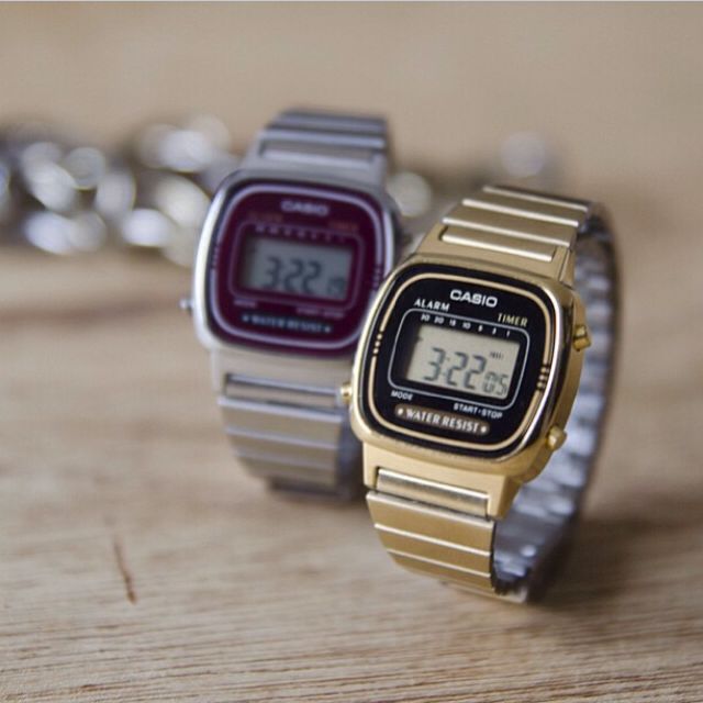 Casio Mini Digital Watch In Gold Black