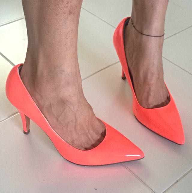 Neon coral heels new arrivals