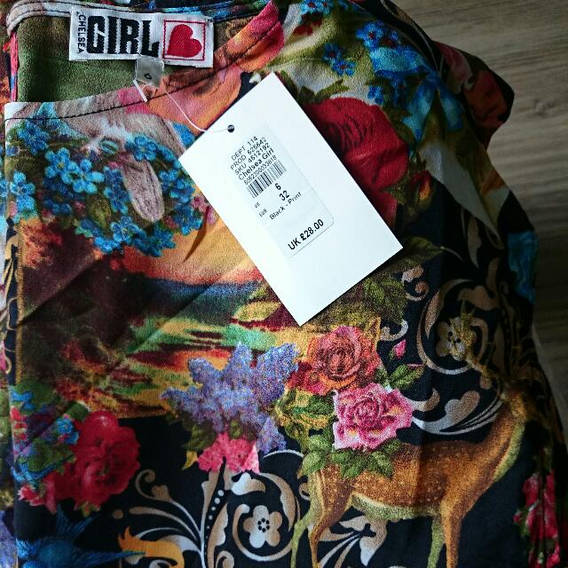 NWT River Island Chelsea Girl Cherub Baroque Print Midi Dress Uk 6 Fr Asos Women s Fashion Tops Sleeveless on Carousell