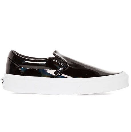black patent slip on shoes